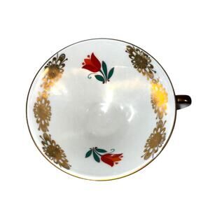 Vtg Winterling Röslau Bavaria Tea Cup Orange & Red Tulips Gold Trim